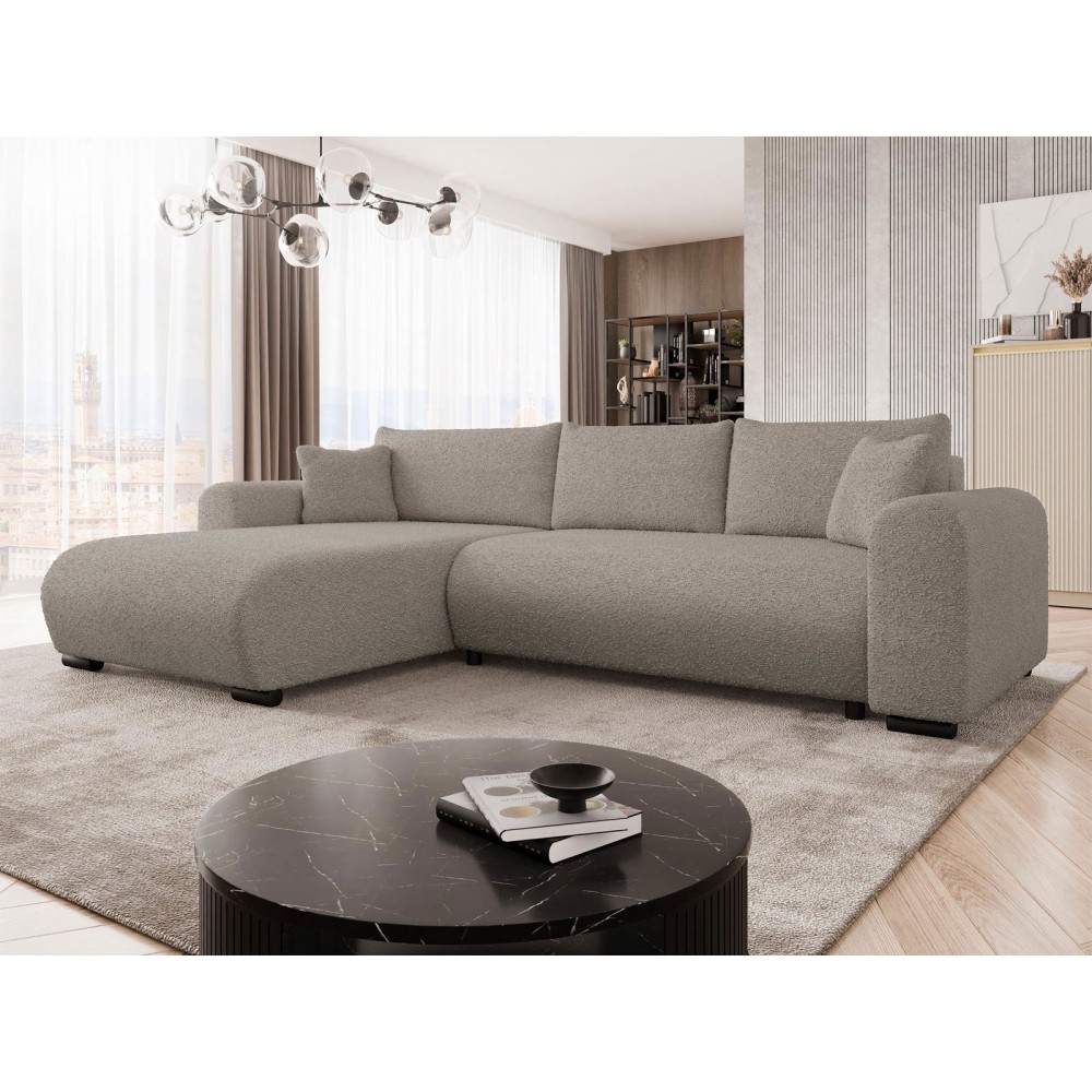 Γωνιακός καναπές Merkos-Μπεζ Σκούρο