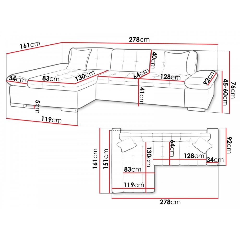 Γωνιακός καναπές Montana-Γκρι Ανοιχτό-Αριστερή