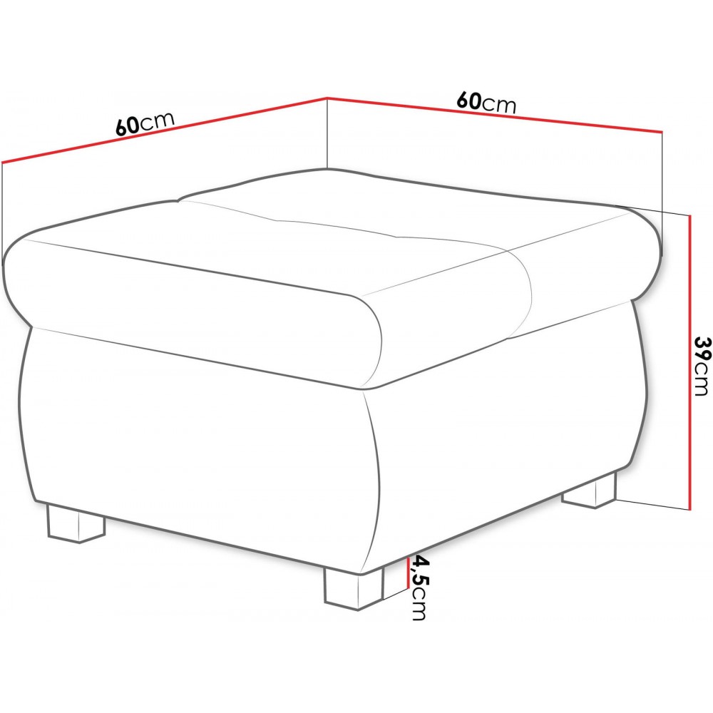 Πουφ Orkan -Γκρι - Λευκό
