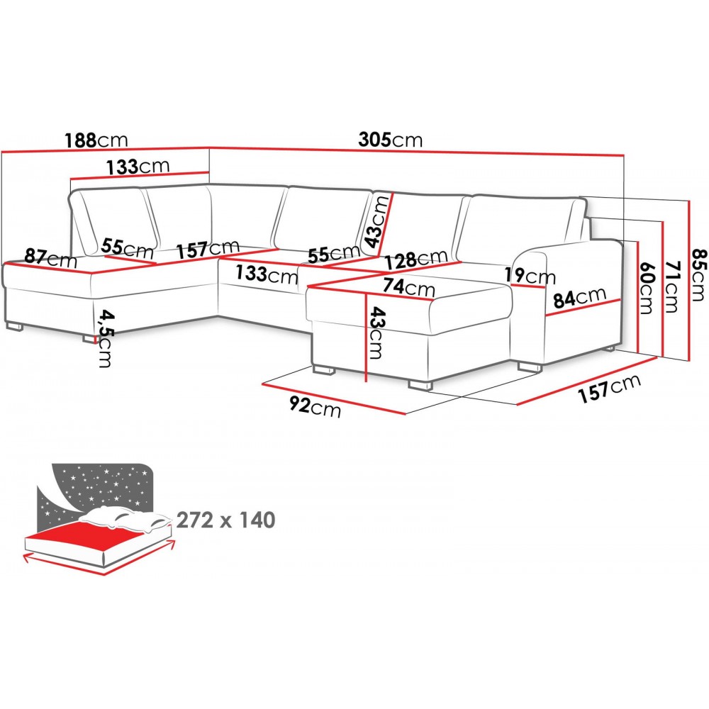 Γωνιακός καναπές Wilma-Εκρού-Δεξιά