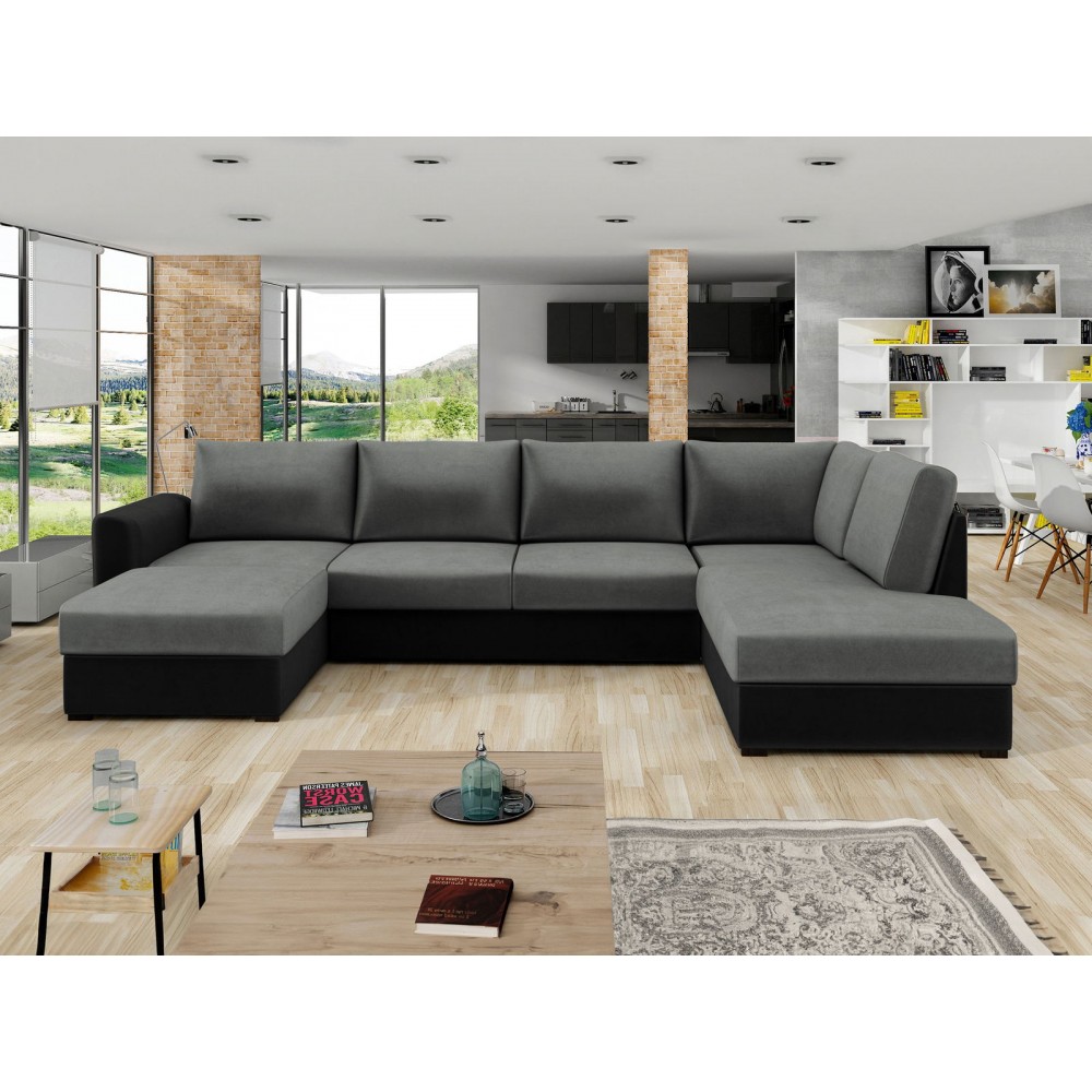 Γωνιακός καναπές Wilma-Γκρι - Μαύρο-Δεξιά
