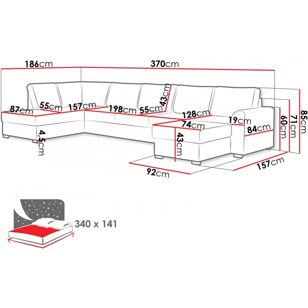 Γωνιακός καναπές Wilma large-Εκρού-Δεξιά