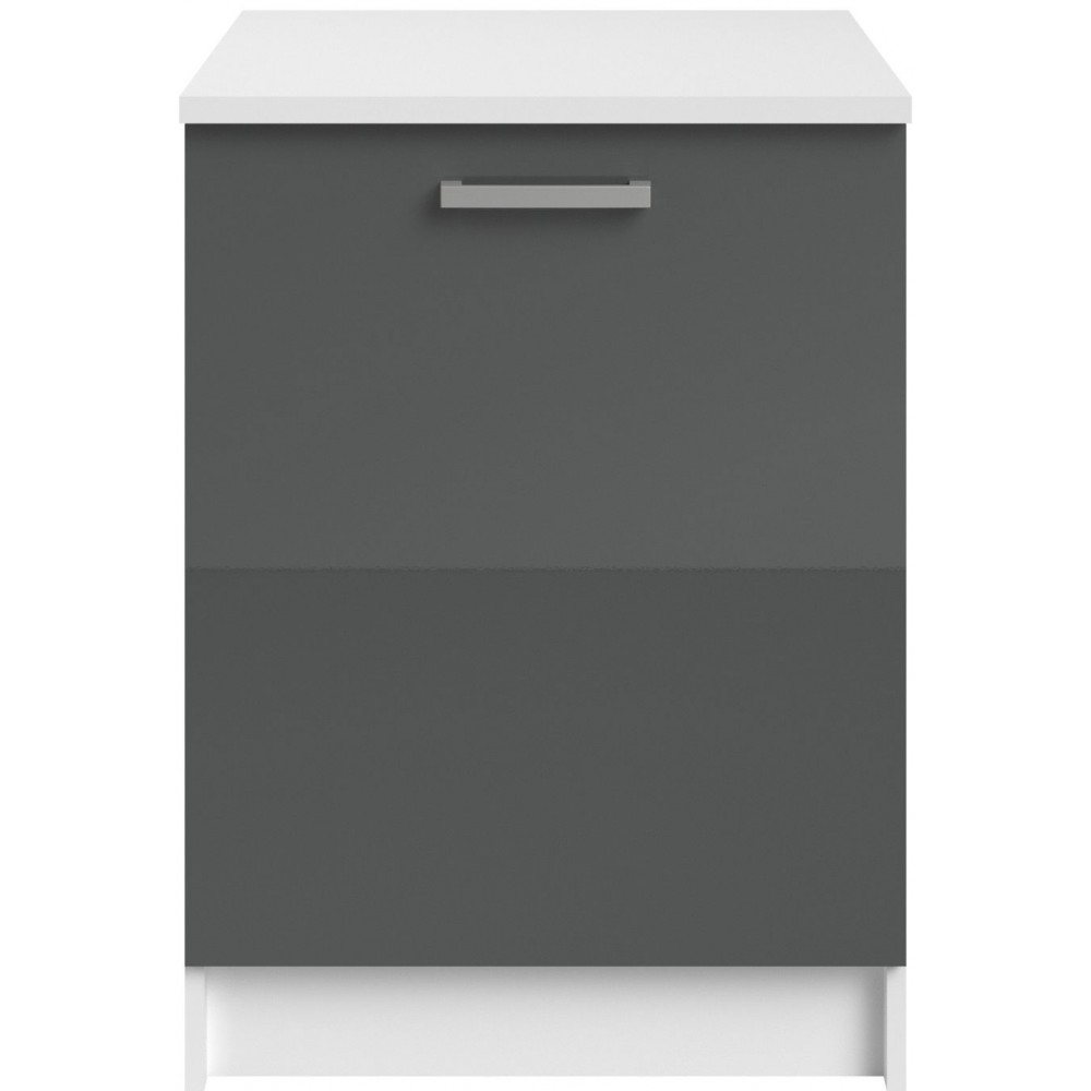 Επιδαπέδιο ντουλάπι Jeden 60 1D-Γκρι Γυαλιστερό - Λευκό