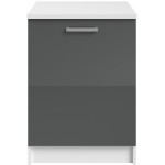 Επιδαπέδιο ντουλάπι Jeden 60 1D-Γκρι Γυαλιστερό - Λευκό