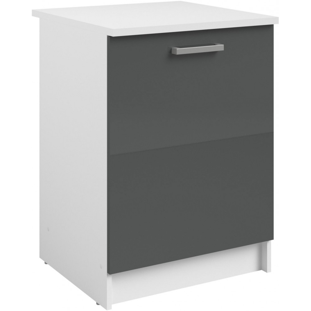 Επιδαπέδιο ντουλάπι Jeden 60 1D-Γκρι Γυαλιστερό - Λευκό