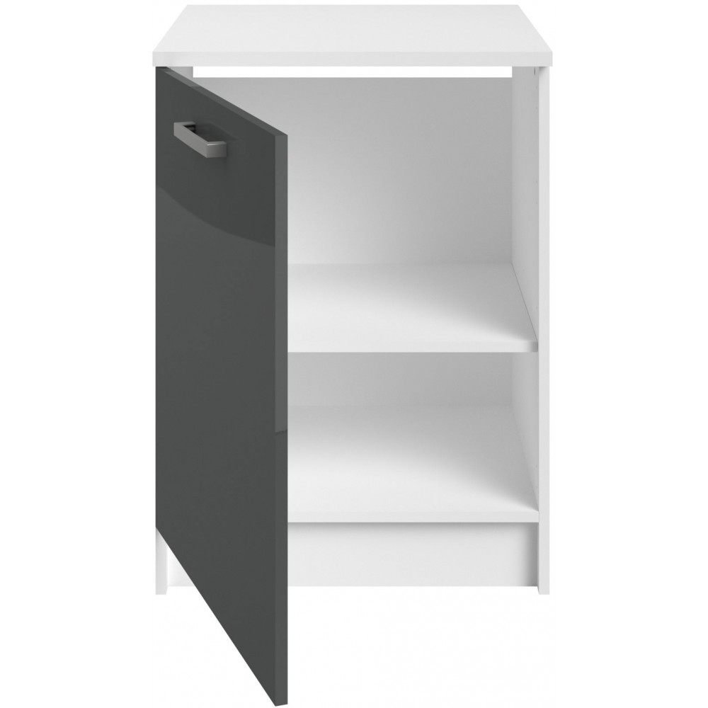 Επιδαπέδιο ντουλάπι Jeden 60 1D-Γκρι Γυαλιστερό - Λευκό