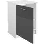 Επιδαπέδιο ντουλάπι Jeden 60 1D-Γκρι Γυαλιστερό - Λευκό