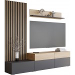 Σύνθετο Σαλονιού Narezi I-Ανθρακί - Φυσικό