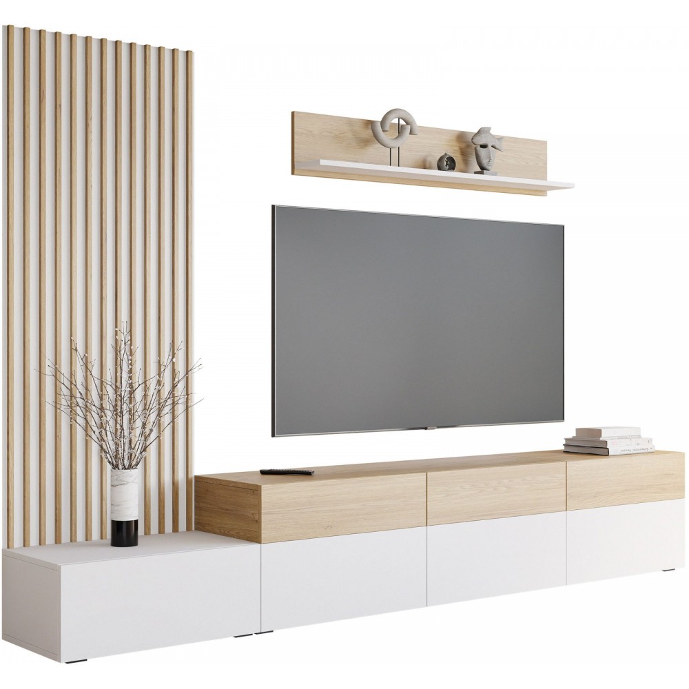 Σύνθετο Σαλονιού Narezi II-Λευκό - Φυσικό