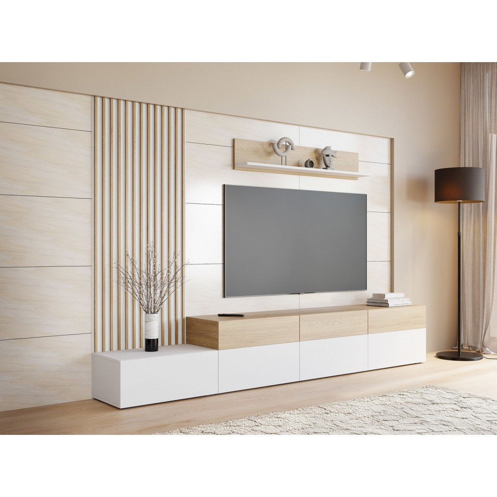 Σύνθετο Σαλονιού Narezi II-Λευκό - Φυσικό