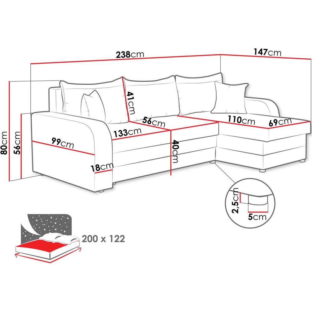 Γωνιακός καναπές Kris-Σάπιο μήλο