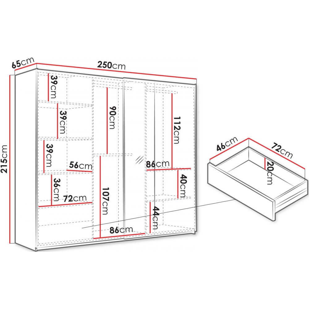Ντουλάπα Evora 250 Συρόμενη