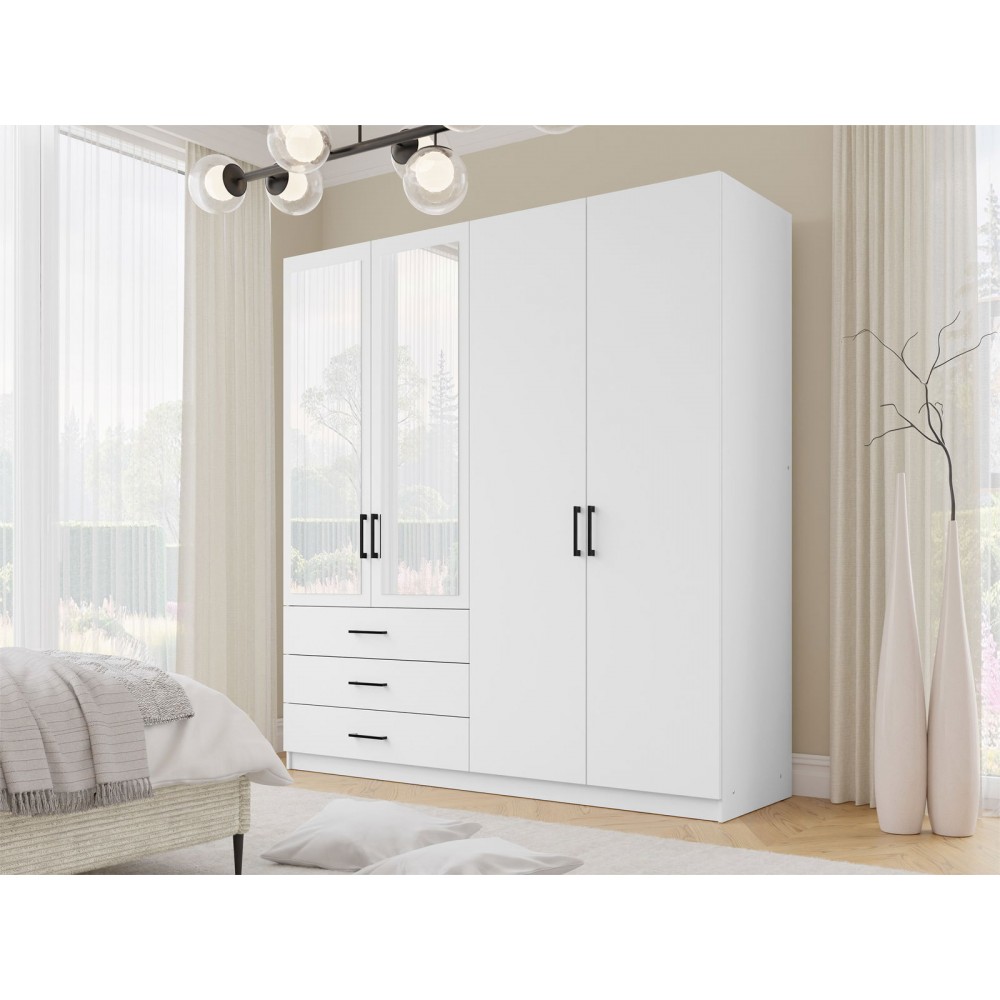 Ντουλάπα Pekin Τετράφυλλη-Λευκό