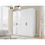 Ντουλάπα Pekin Τετράφυλλη-Λευκό