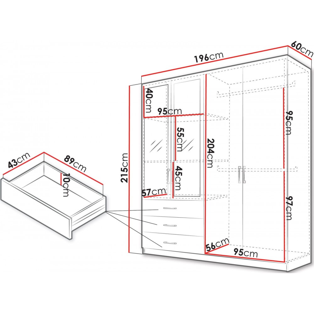 Ντουλάπα Pekin Τετράφυλλη-Cashmere