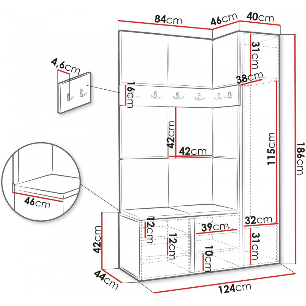 Έπιπλο υποδοχής Orion-Ανθρακί - Γκρι