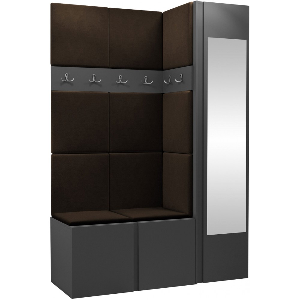 Έπιπλο υποδοχής Orion-Ανθρακί - Καφέ