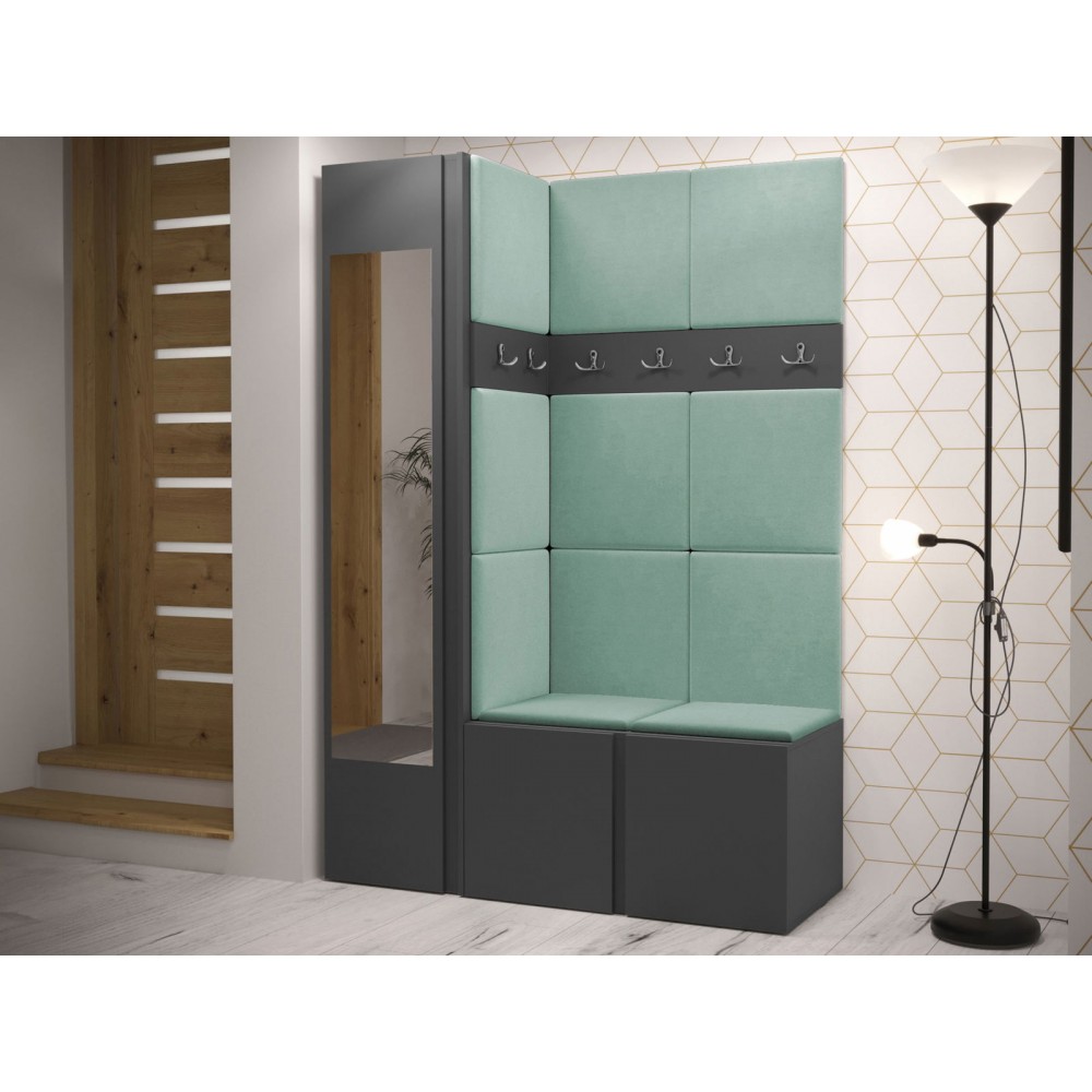 Έπιπλο υποδοχής Orion-Ανθρακί - Μέντα