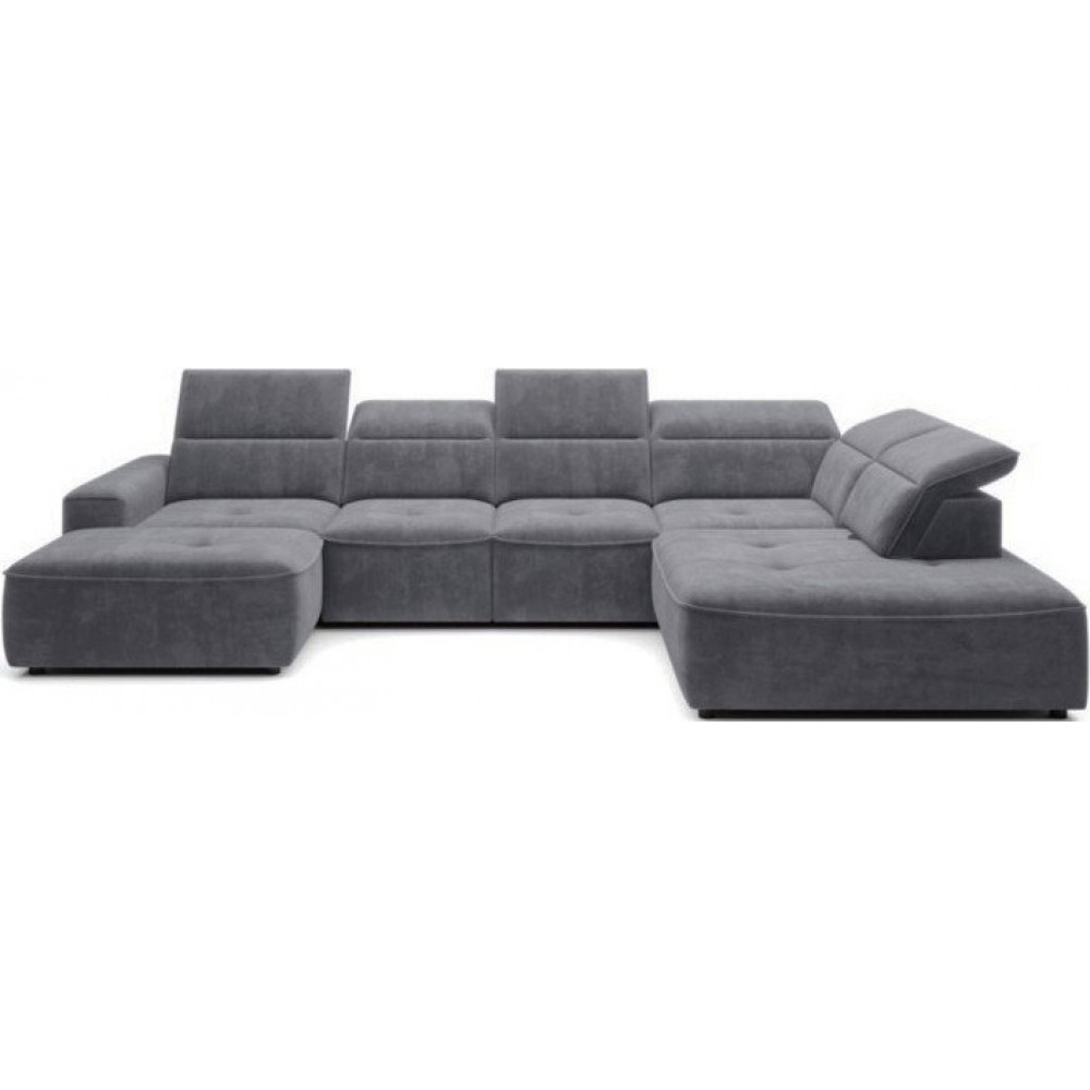 Γωνιακός καναπές Cenedra Plus-Γκρι-Δεξιά 376x182x81