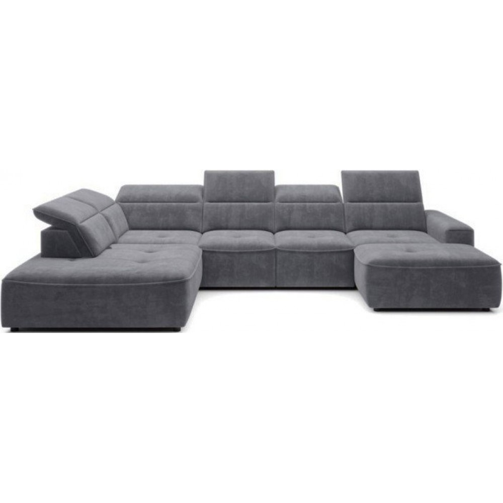Γωνιακός καναπές Cenedra Plus-Γκρι-Αριστερή 376x182x81