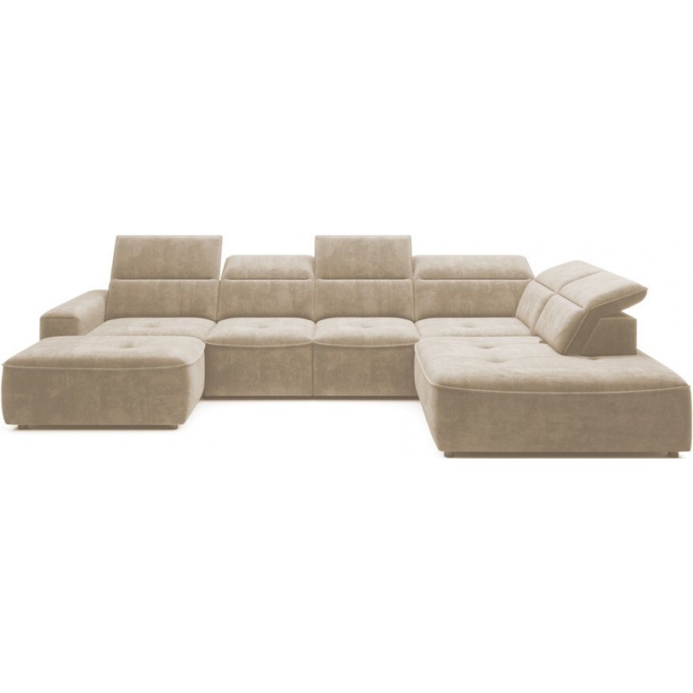 Γωνιακός καναπές Cenedra Plus-Μπεζ-Δεξιά 376x182x81