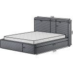 Επενδυμένο κρεβάτι Milora-Γκρι-140 x 200