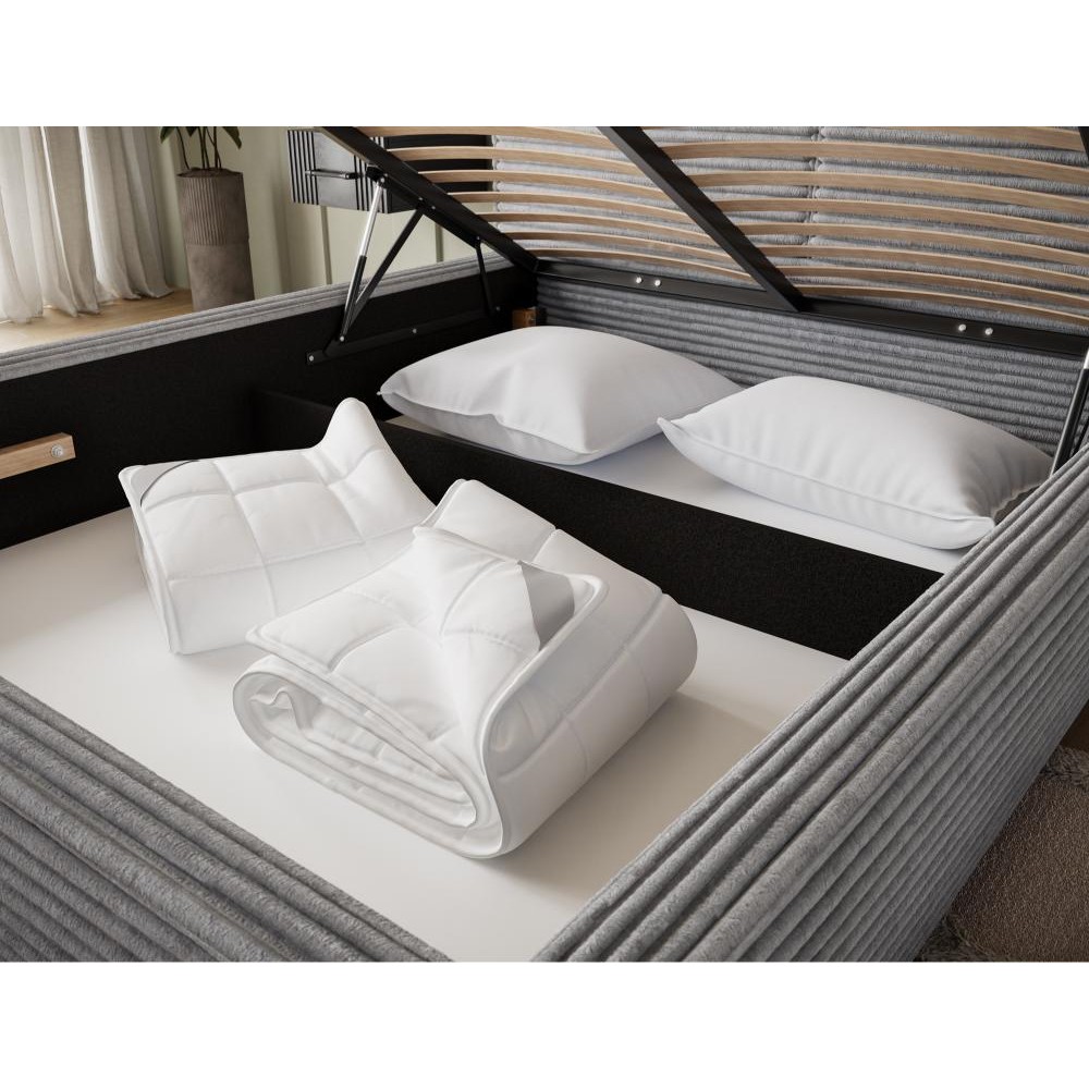 Επενδυμένο κρεβάτι Milora-Γκρι-140 x 200