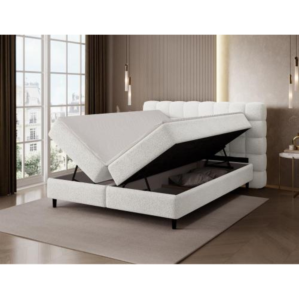 Επενδυμένο κρεβάτι Mecan-Λευκό-140 x 200