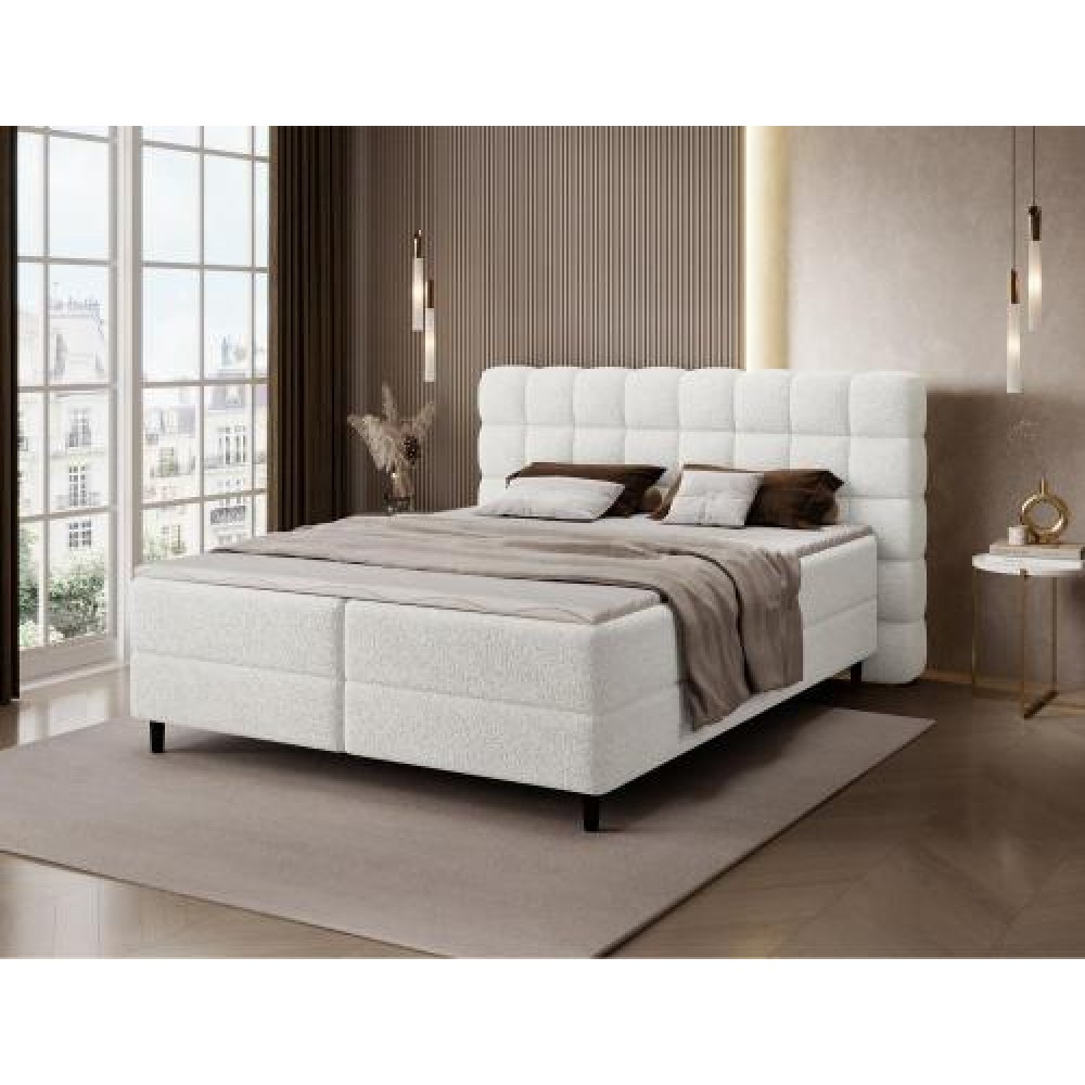 Επενδυμένο κρεβάτι Mecan-Λευκό-140 x 200