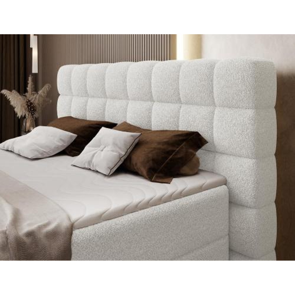 Επενδυμένο κρεβάτι Mecan-Λευκό-140 x 200