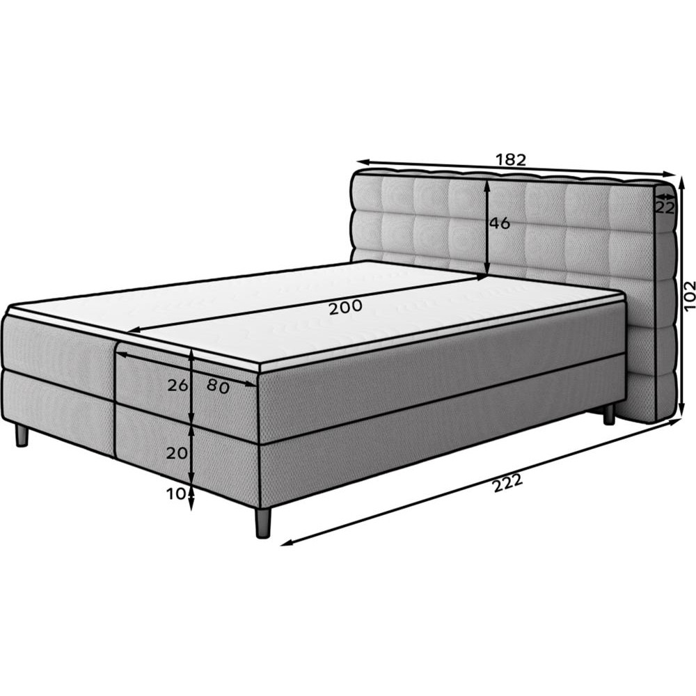 Επενδυμένο κρεβάτι Mecan-Γκρι-160 x 200
