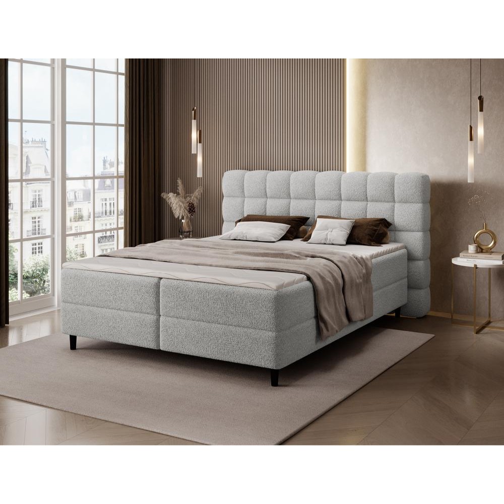 Επενδυμένο κρεβάτι Mecan-Γκρι-160 x 200