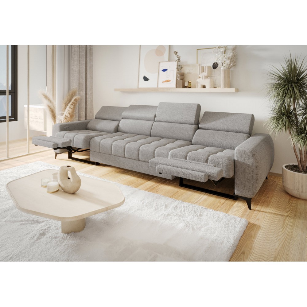 Καναπές Calyra Relax Τετραθέσιος-Γκρι Ανοιχτό 331x97x95