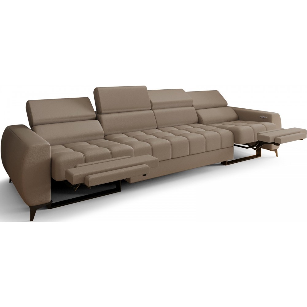 Καναπές Calyra Relax Lthr Τετραθέσιος-Καφέ 331x97x95