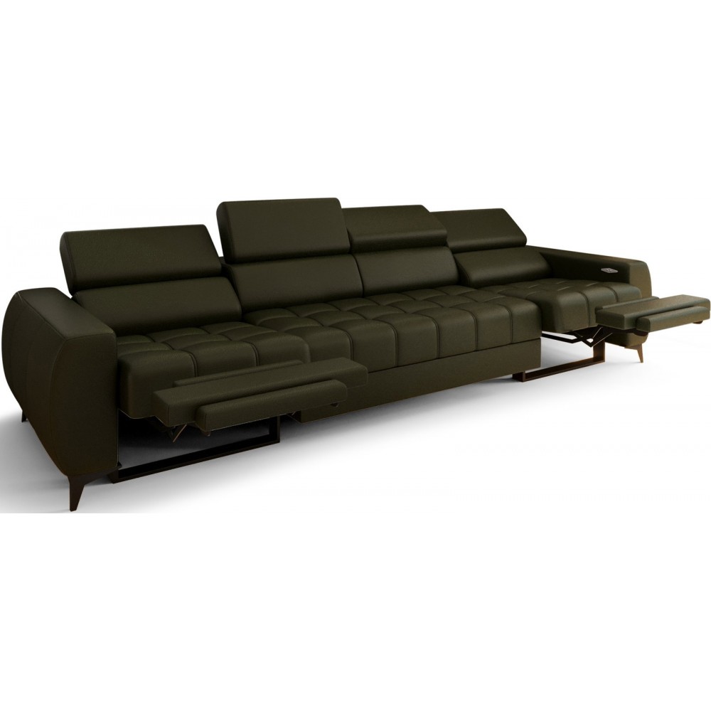 Καναπές Calyra Relax Lthr Τετραθέσιος-Λαδί 331x97x95