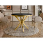 Τραπέζι Edder 90 επεκτεινόμενο-Μάυρο Μάρμαρο - Χρυσό-Μήκος: 90 εκ.