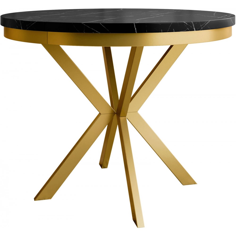 Τραπέζι Edder 90 επεκτεινόμενο-Μάυρο Μάρμαρο - Χρυσό-Μήκος: 90 εκ.