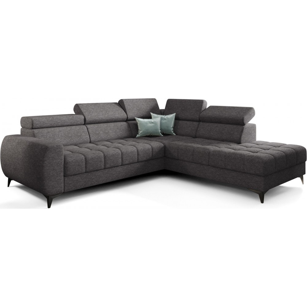 Γωνιακός καναπές Calyra-Ανθρακί-Δεξιά 255x225x95