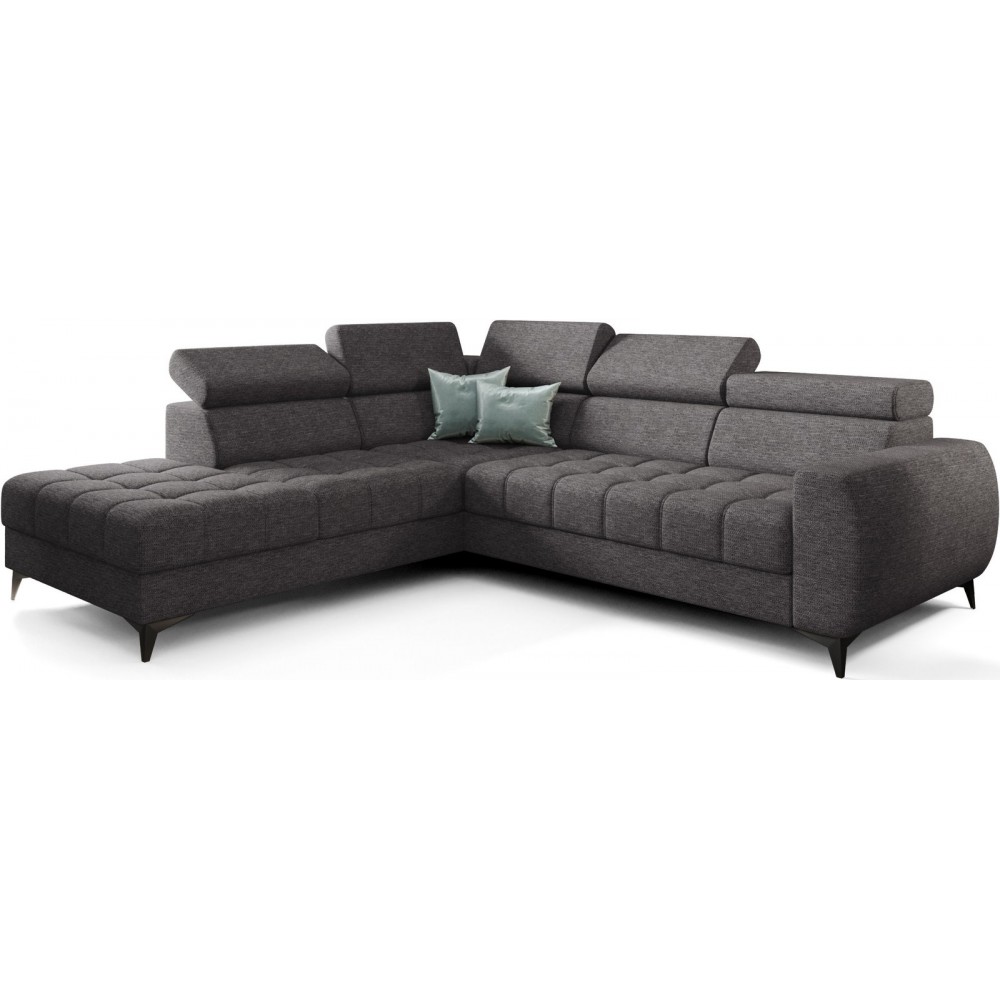 Γωνιακός καναπές Calyra-Ανθρακί-Αριστερή 255x225x95