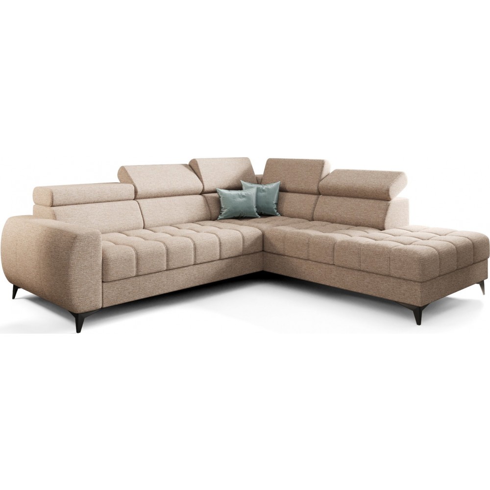 Γωνιακός καναπές Calyra-Μπεζ-Δεξιά 255x225x95