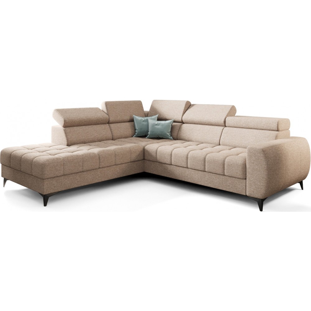 Γωνιακός καναπές Calyra-Μπεζ-Αριστερή 255x225x95