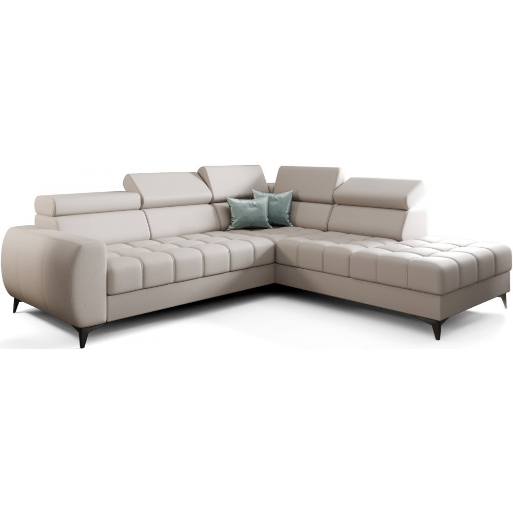 Γωνιακός καναπές Calyra Lthr-Εκρού-Δεξιά 255x225x95