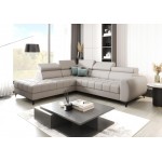 Γωνιακός καναπές Calyra Lthr-Εκρού-Αριστερή 255x225x95