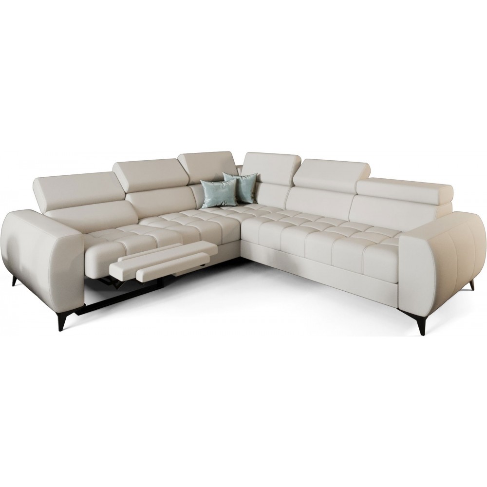 Γωνιακός καναπές Calyra II Relax Lthr-Κρεμ-Αριστερή 255x258x95