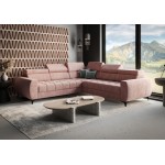 Γωνιακός καναπές Calyra Max-Ροζ-Δεξιά 255x255x95