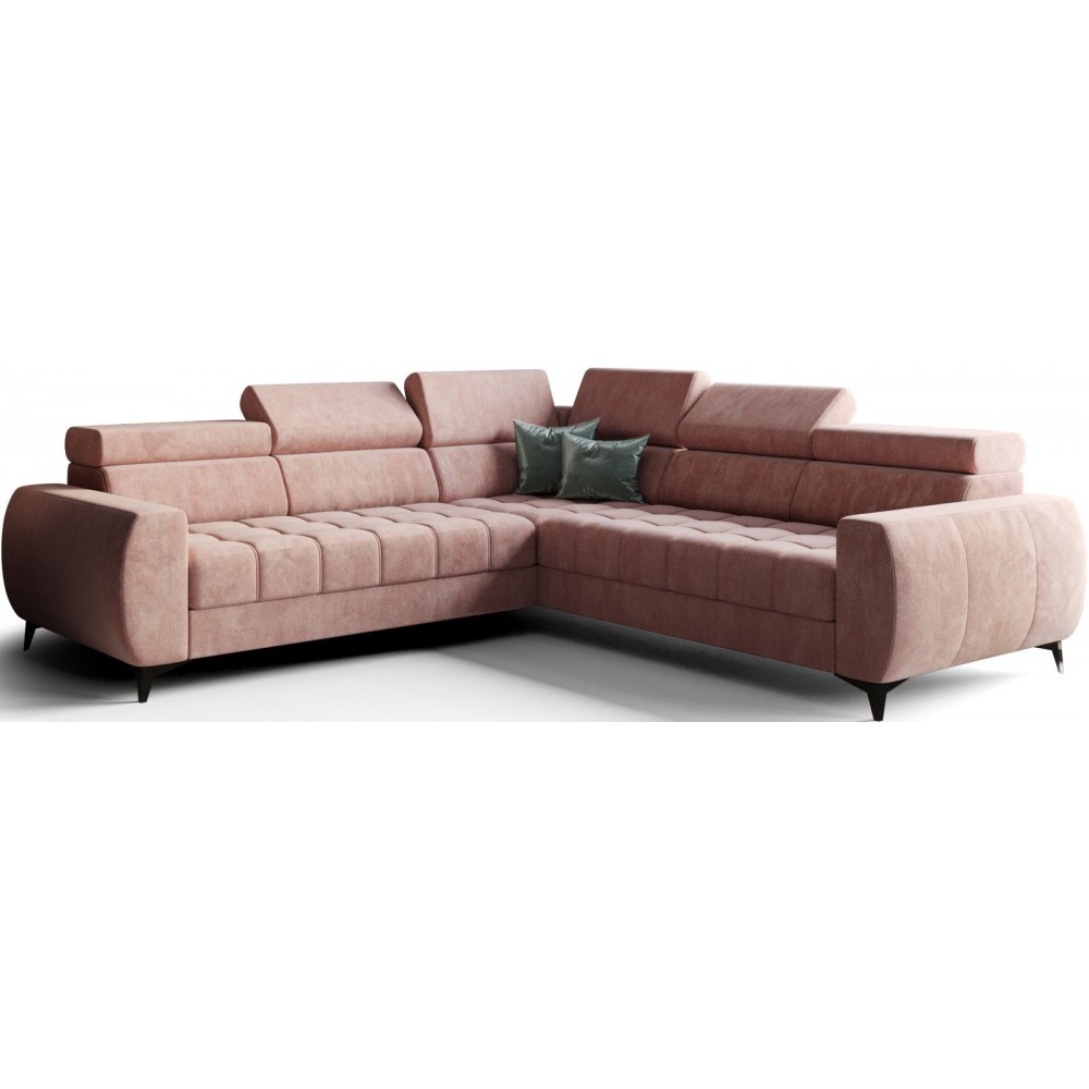 Γωνιακός καναπές Calyra Max-Ροζ-Δεξιά 255x255x95