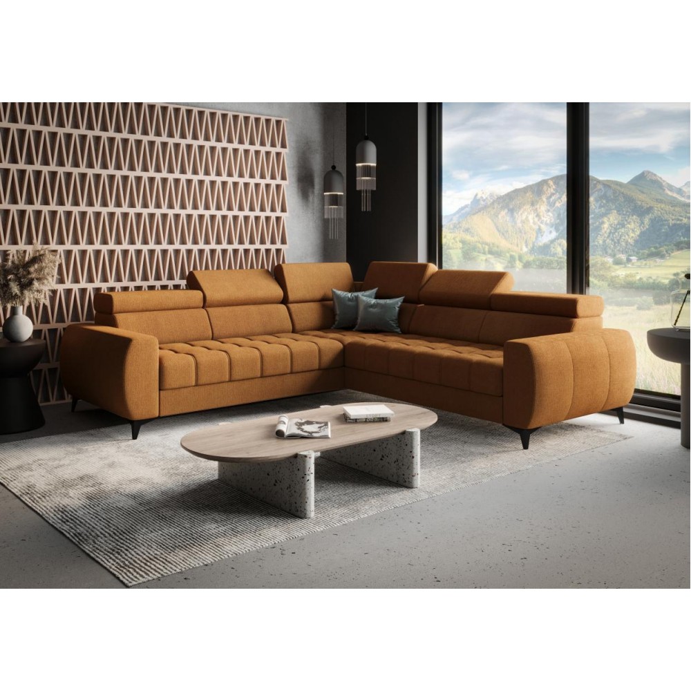 Γωνιακός καναπές Calyra Max-Κεραμιδί-Αριστερή 255x255x95