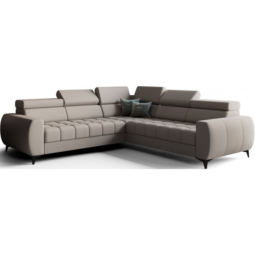 Γωνιακός καναπές Calyra Max Lthr-Γκρι-Δεξιά 255x255x95