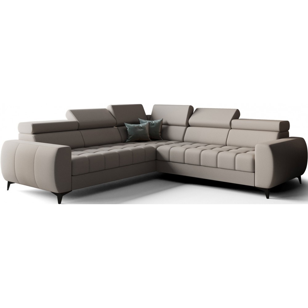 Γωνιακός καναπές Calyra Max Lthr-Γκρι-Αριστερή 255x255x95