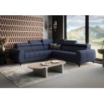 Γωνιακός καναπές Calyra Max Lthr-Μπλε Σκούρο-Δεξιά 255x255x95